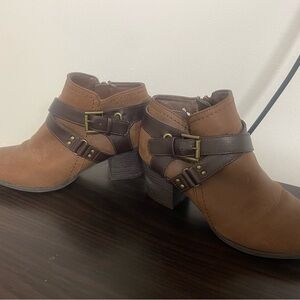 Indigo Two-Tone Buckle Ankle Boots